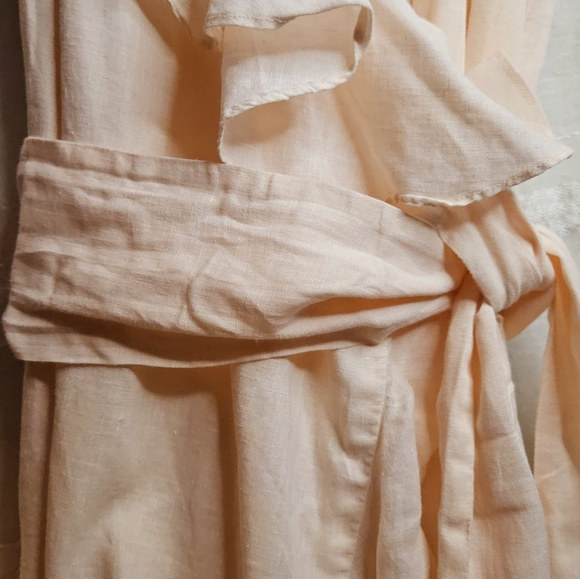 Ralph Lauren Blush Pink Linen Ruffle Wrap Around Dress Sz. 8 NW/OUT T - Picture 4 of 9